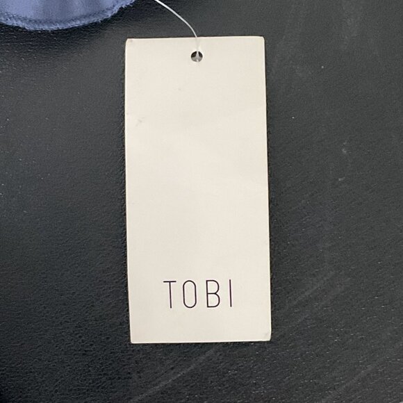 Tobi Dress Women Sz M Blue Slate V-Neck Ruffle Trim Wrap Spaghetti Straps‎ Maxi - Picture 12 of 16